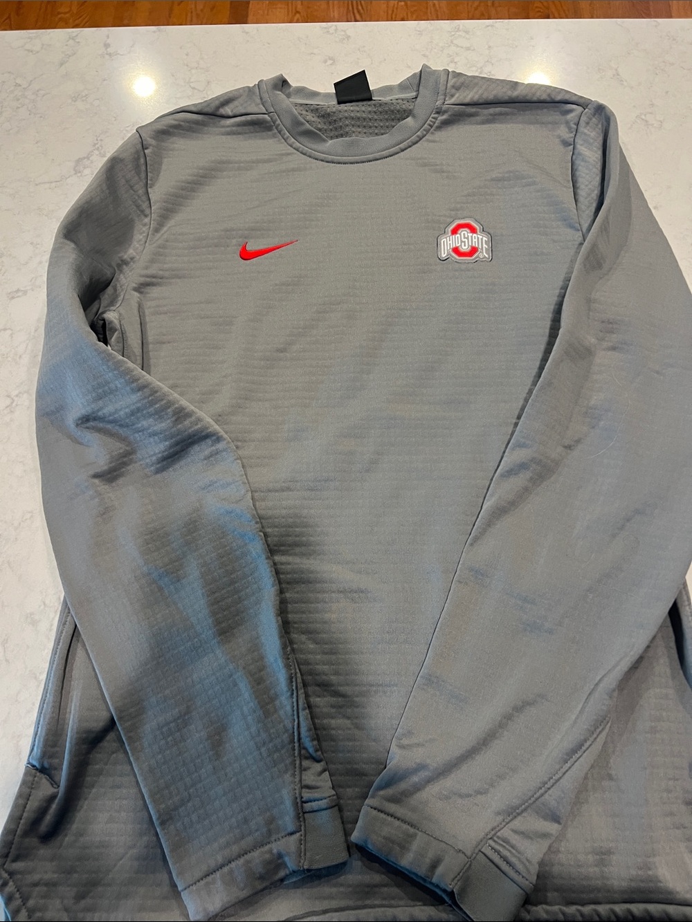 Nike Gray Pullover with Red Swoosh & Ohio State Patch